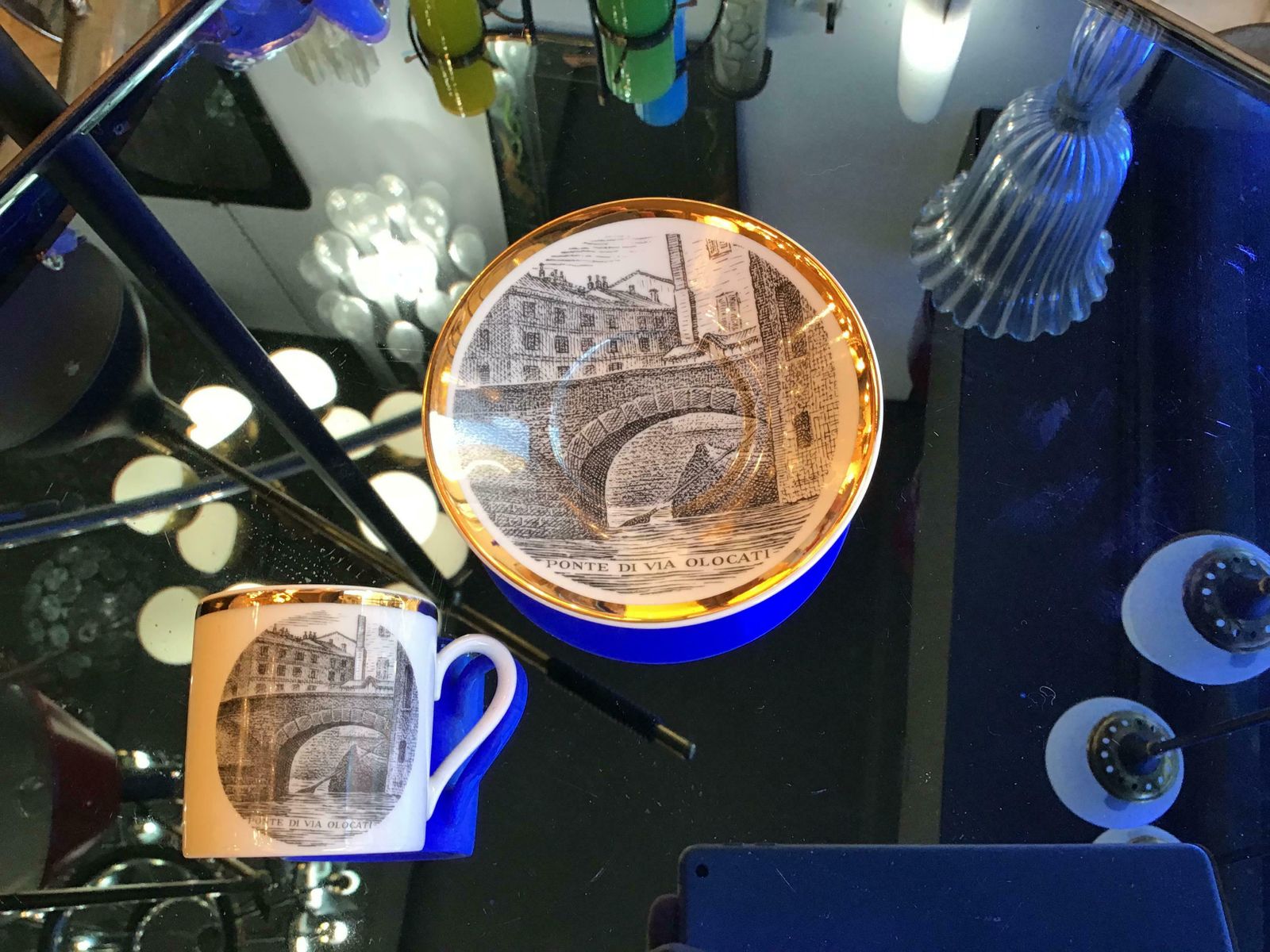 Fornasetti Porcelain Coffee Cup 1950 Ponte Di Via Olona Milano photo for sale