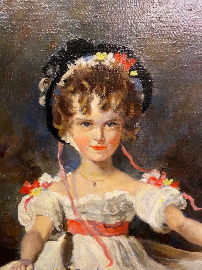 Oil Painting    'Little Miss Murray' Portrait Of A Young Girl photo Art