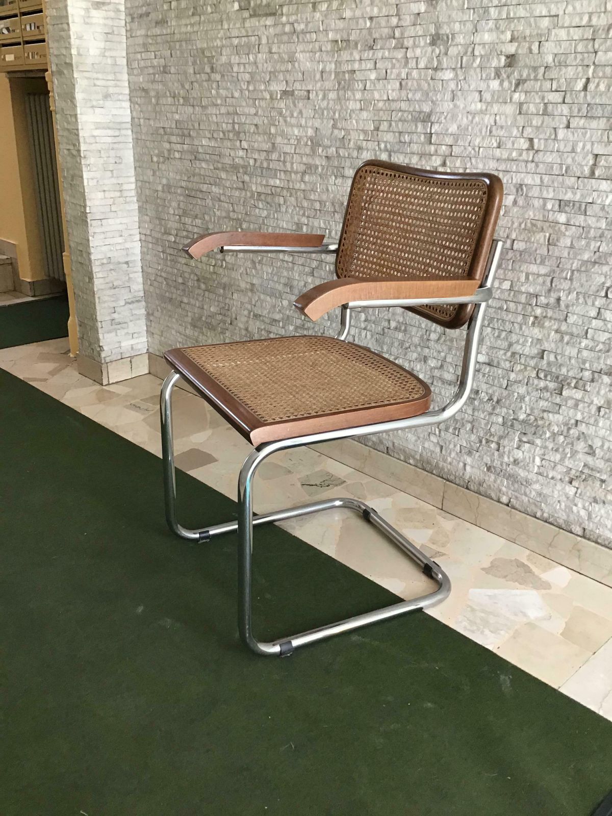 Marcel Breuer Cesca Chair For Gavina Wood Metal Crome, 1980, Italy photo vinterior