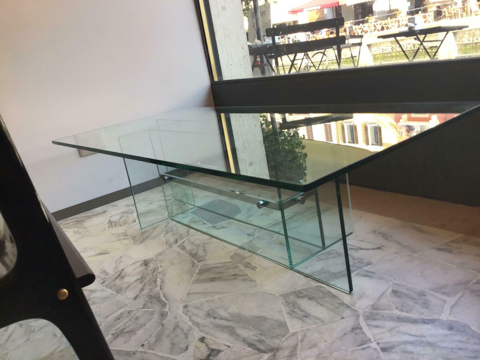 photo furniture Fontana Arte Coffee Table Glass Metal Crome, 1970, Italy