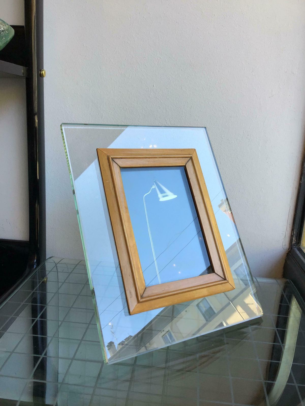 Fontana Arte Frame Glass Wood, 1950, Italy photo furniture