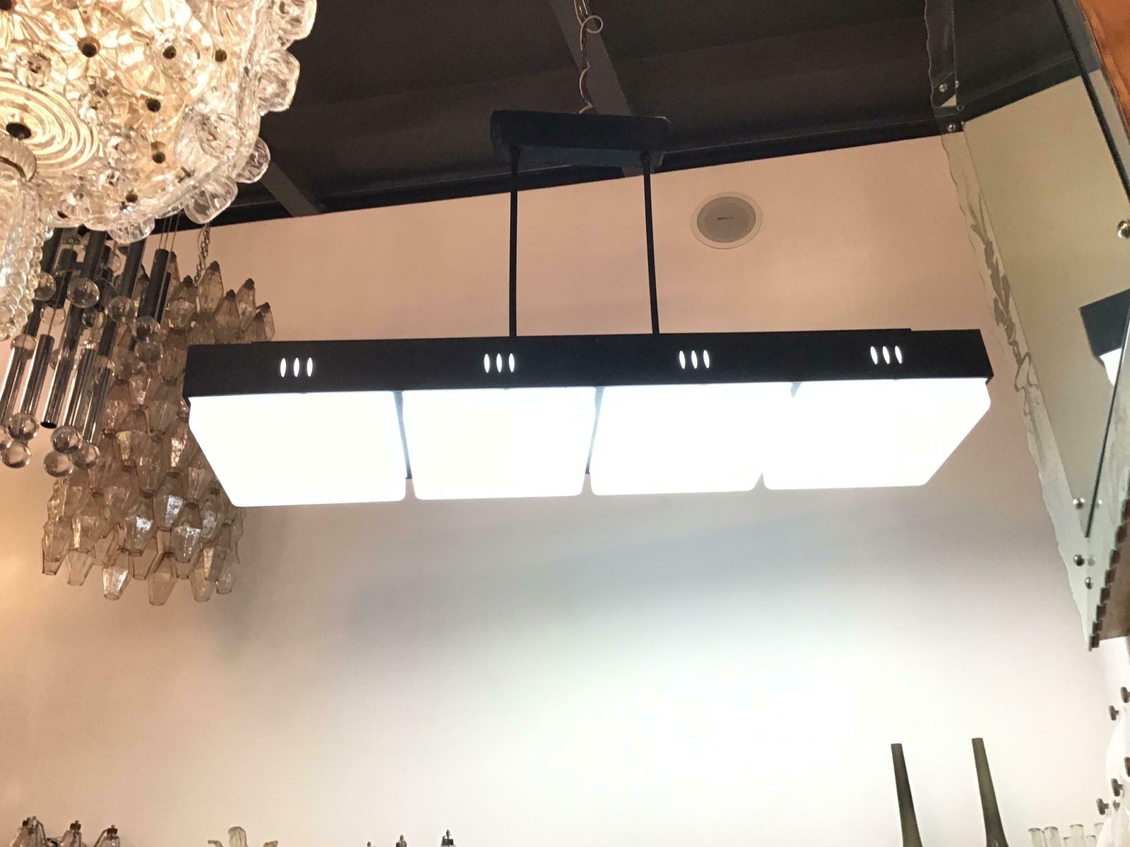 photo furniture Stilnovo Chandelier Iron Metal Plexiglass, 1950, Italy
