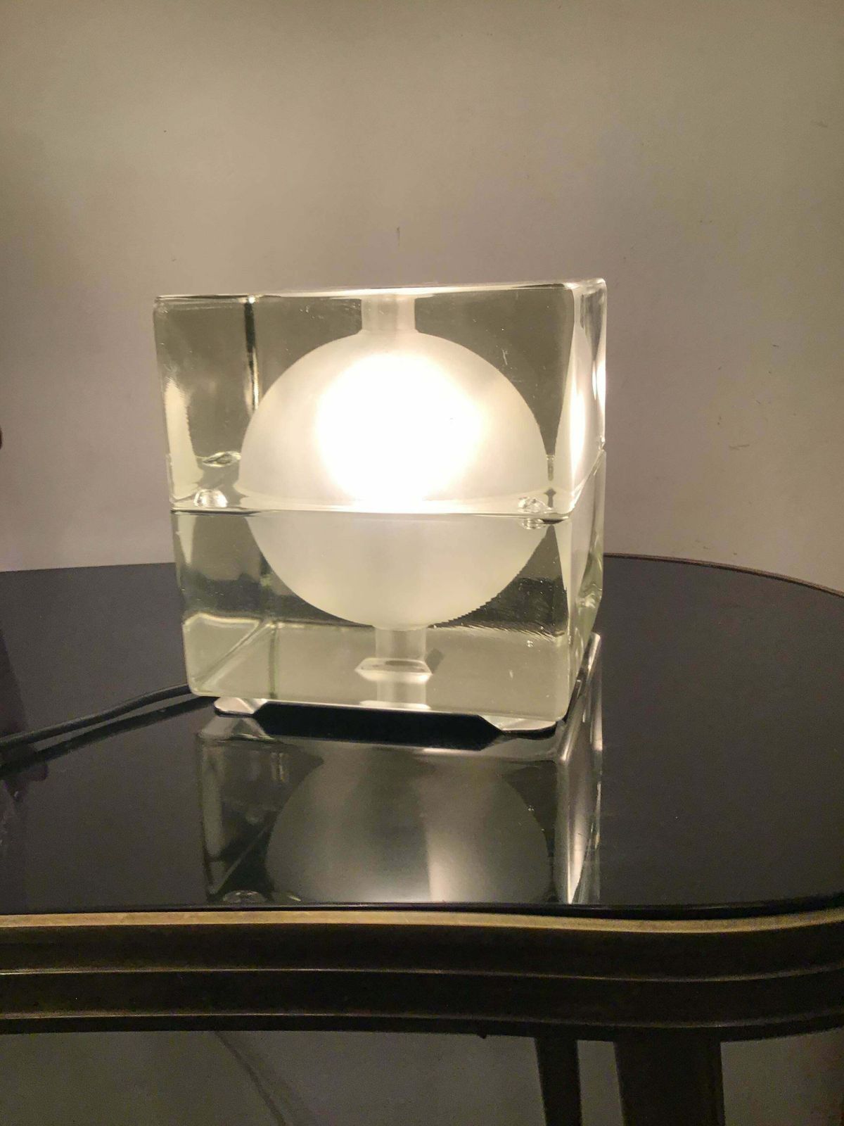 Alessandro Mendini “Cubosfera” Table Lamp Metal Crome Glass 1968 Italy photo vintage