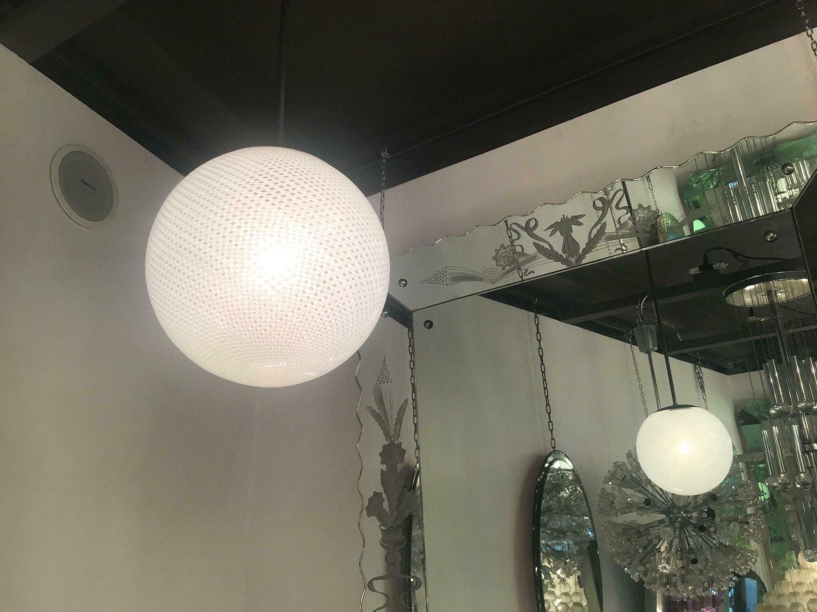 Venini Carlo Scarpa Chandelier Murano Glass Metal Crome 1930 Italy photo Lighting