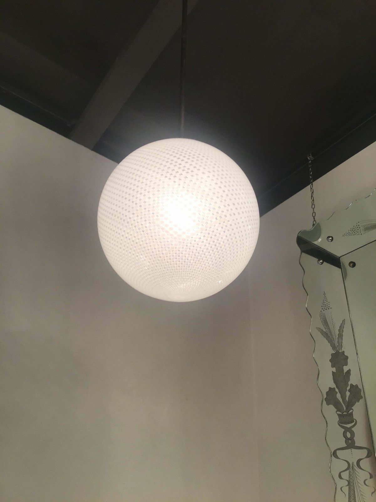 photo furniture Venini Carlo Scarpa Chandelier Murano Glass Metal Crome 1930 Italy