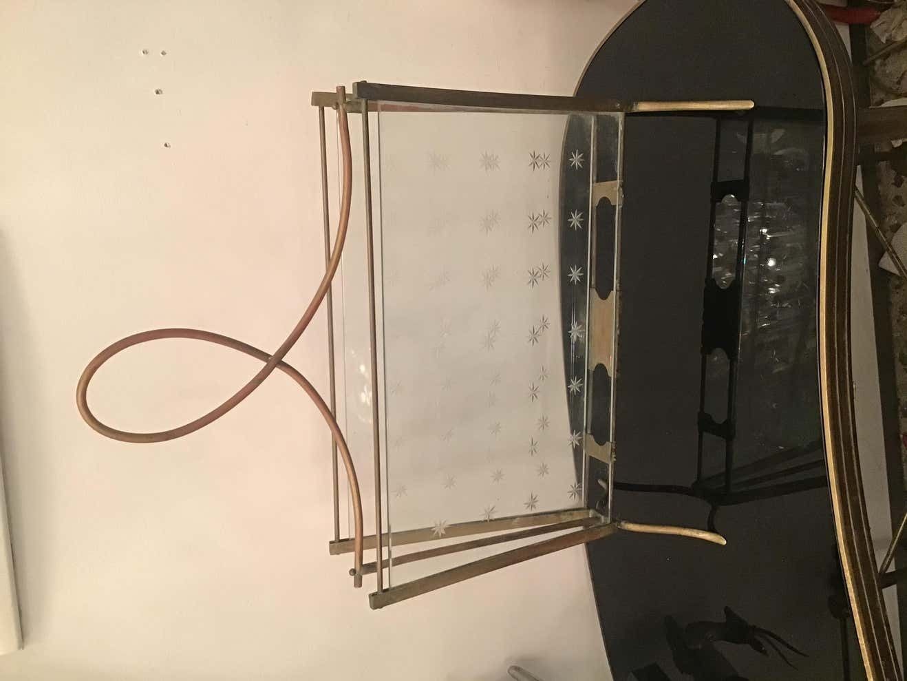 photo vintage Cristal Art Magazine Holder Brass Glass, 1950, Italy