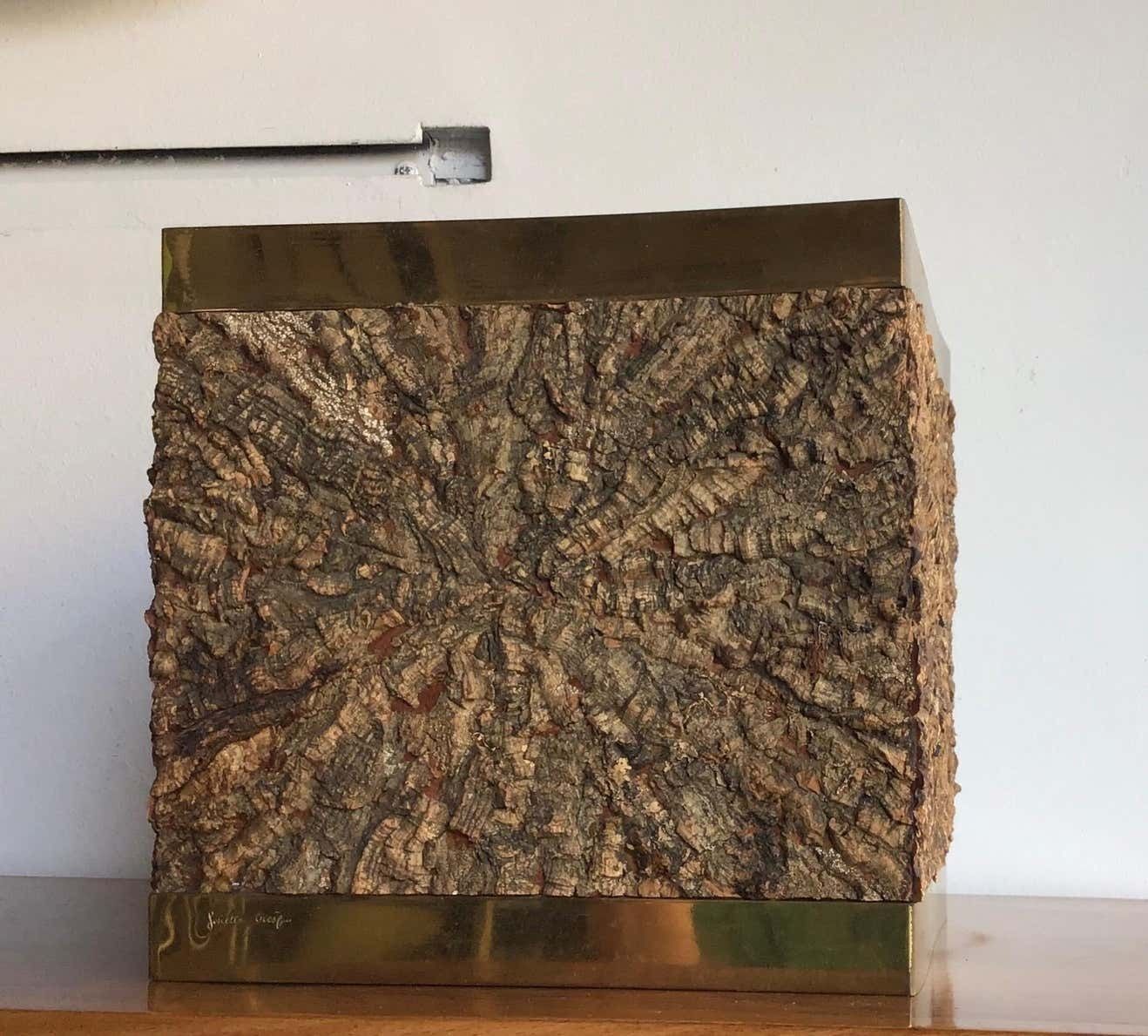 Gabriella Crespi Brass Cork Vase Holder 1960 Italy photo Home Decor