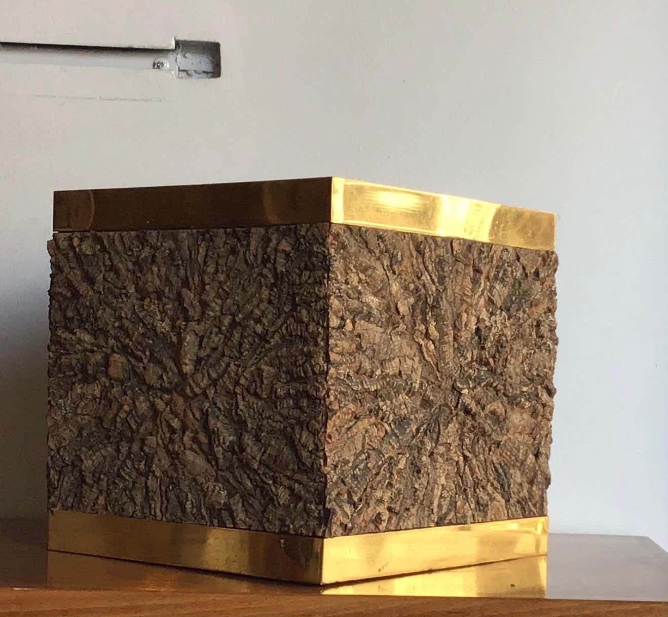 photo for sale Gabriella Crespi Brass Cork Vase Holder 1960 Italy