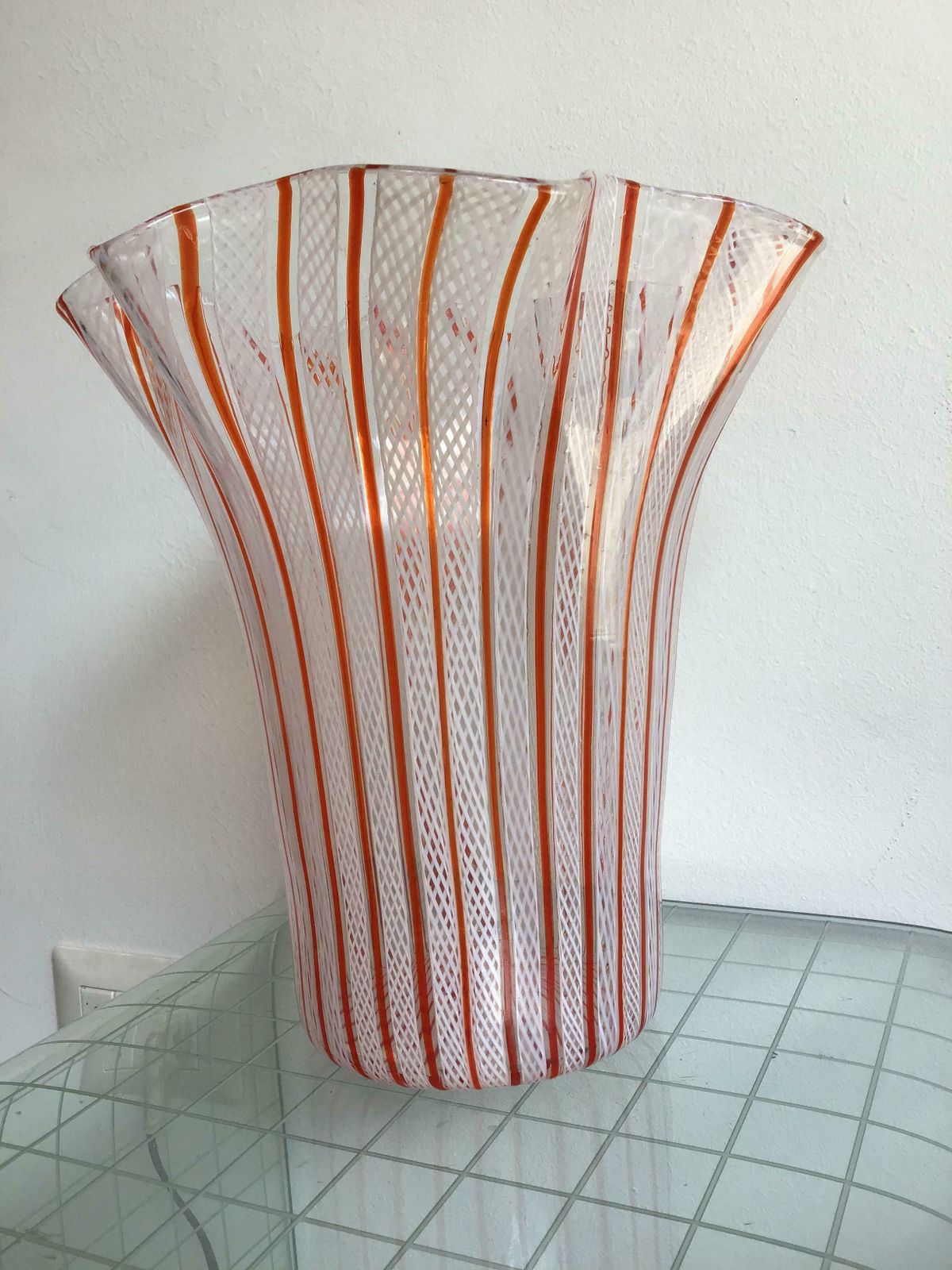 photo for sale Venini Vase Filigrana Murano Glass, 1930, Italy