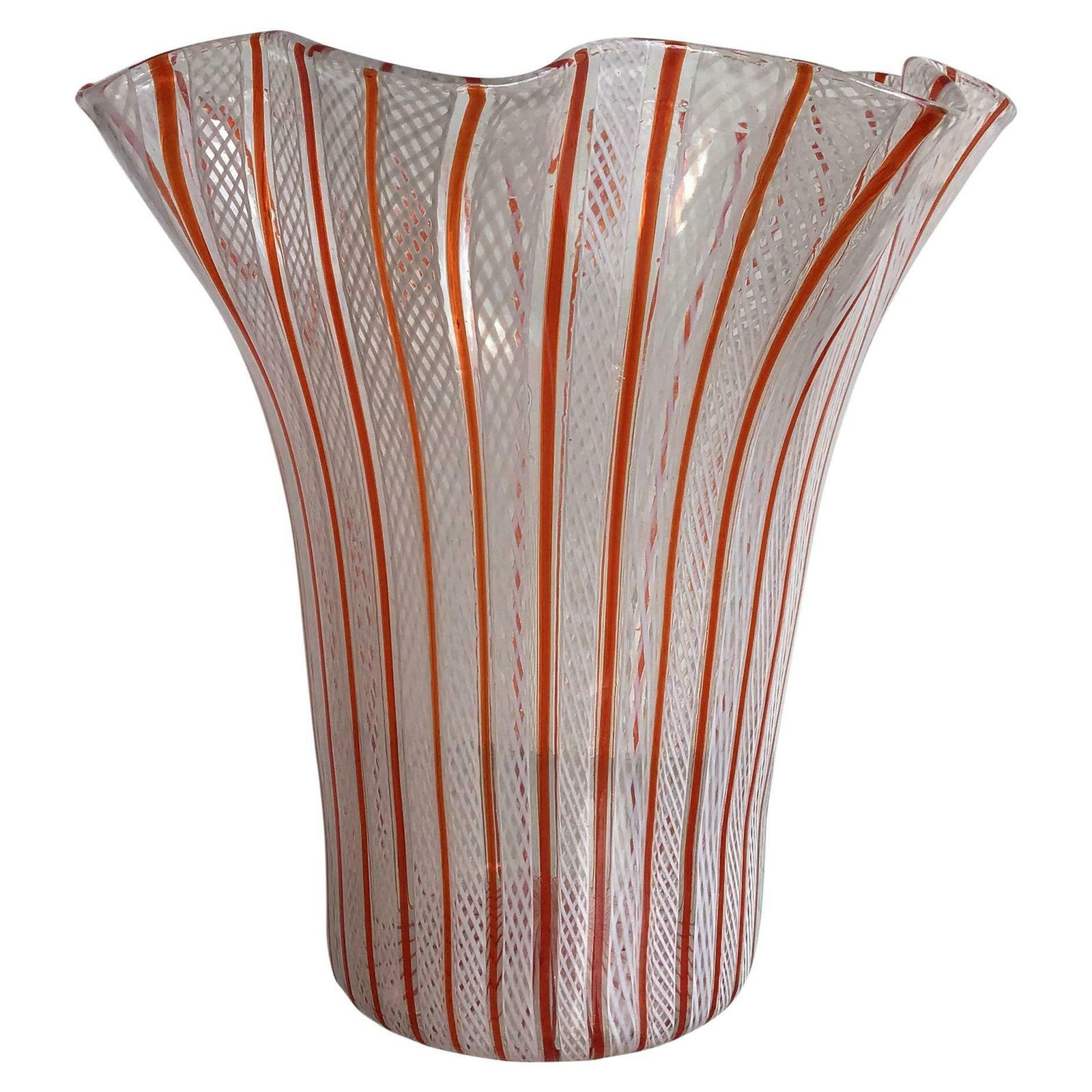 photo vinterior Venini Vase Filigrana Murano Glass, 1930, Italy