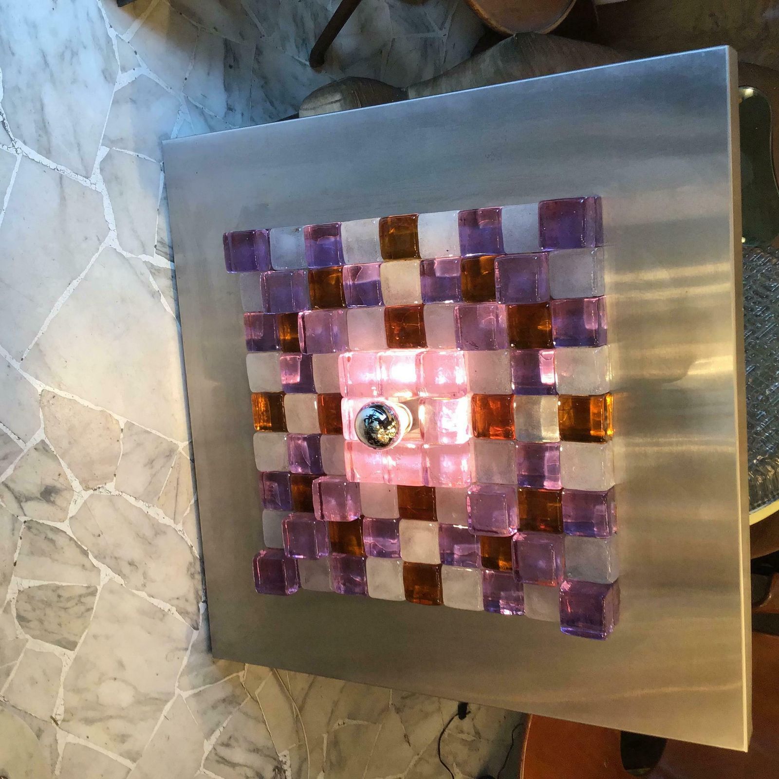 Poliarte By Albano Poli Sconce/Sculpture Metal Murano Glass, 1970, Italy photo vinterior