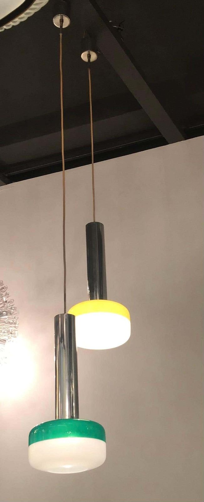photo for sale Stilnovo Chandeliers Metal Crome Plexiglass 1955 Italy