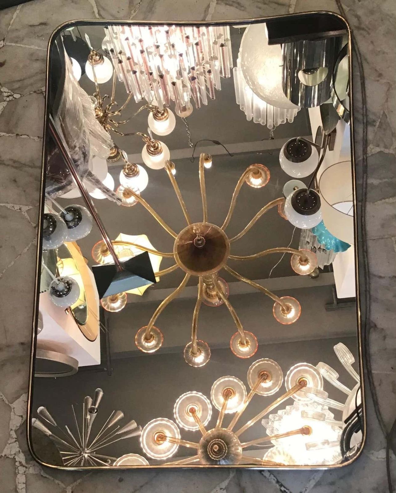 Fontana Arte Mirror Brass Wood Mirrored Glass 1950 Italy photo Home Decor