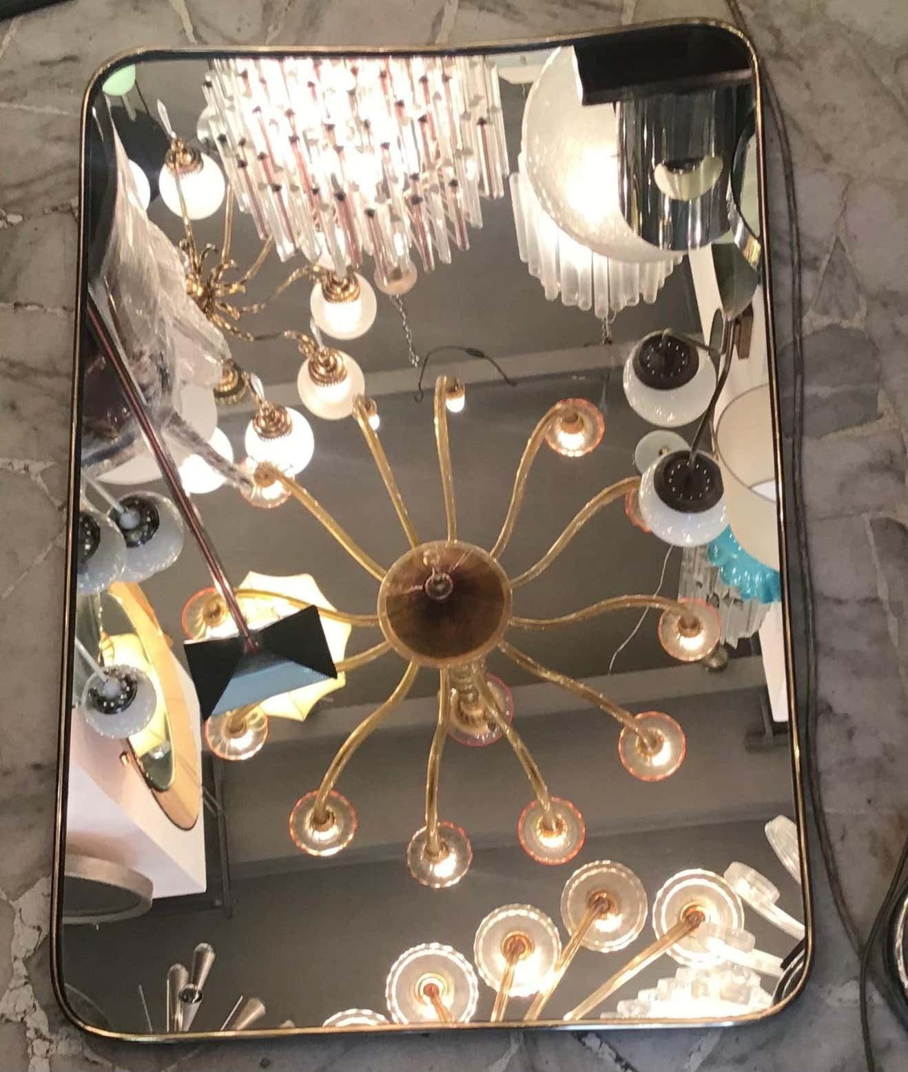 Fontana Arte Mirror Brass Wood Mirrored Glass 1950 Italy photo 3623.0