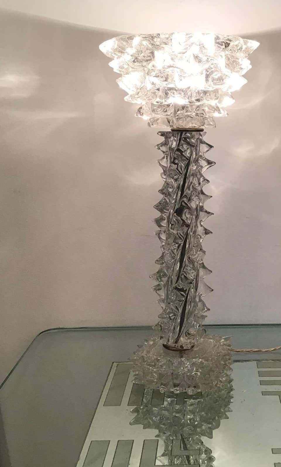 Barovier E Toso “Rostrato” Table Lamp Murano Glass Brass, 1940, Italy photo for sale