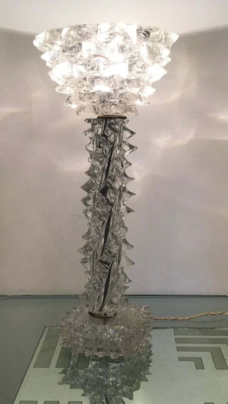 photo buy Barovier E Toso “Rostrato” Table Lamp Murano Glass Brass, 1940, Italy