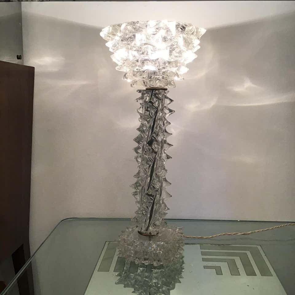photo vintage Barovier E Toso “Rostrato” Table Lamp Murano Glass Brass, 1940, Italy