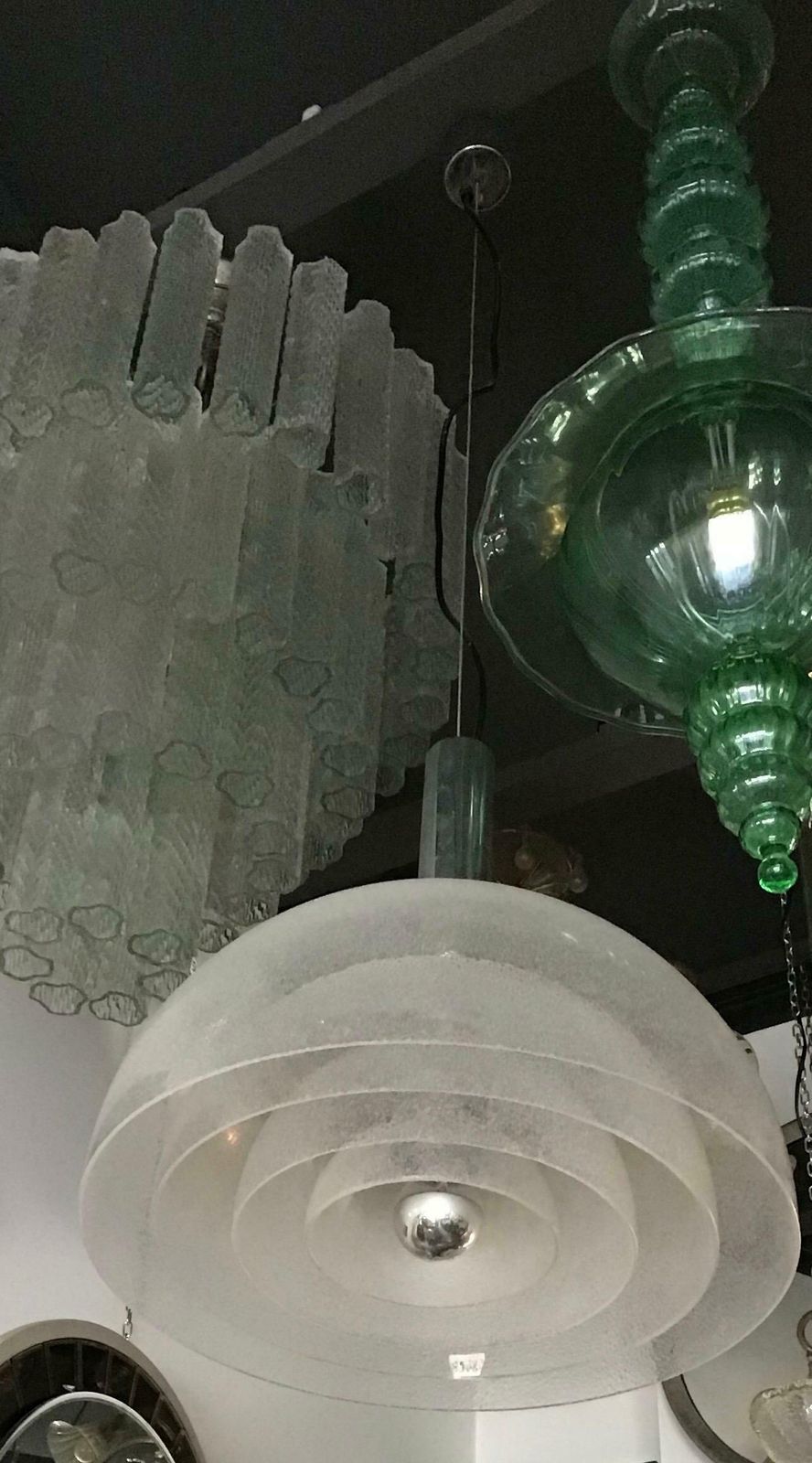 Mazzega Chandelier Murano Glass Opaline Metal, 1967, Italy photo Lighting