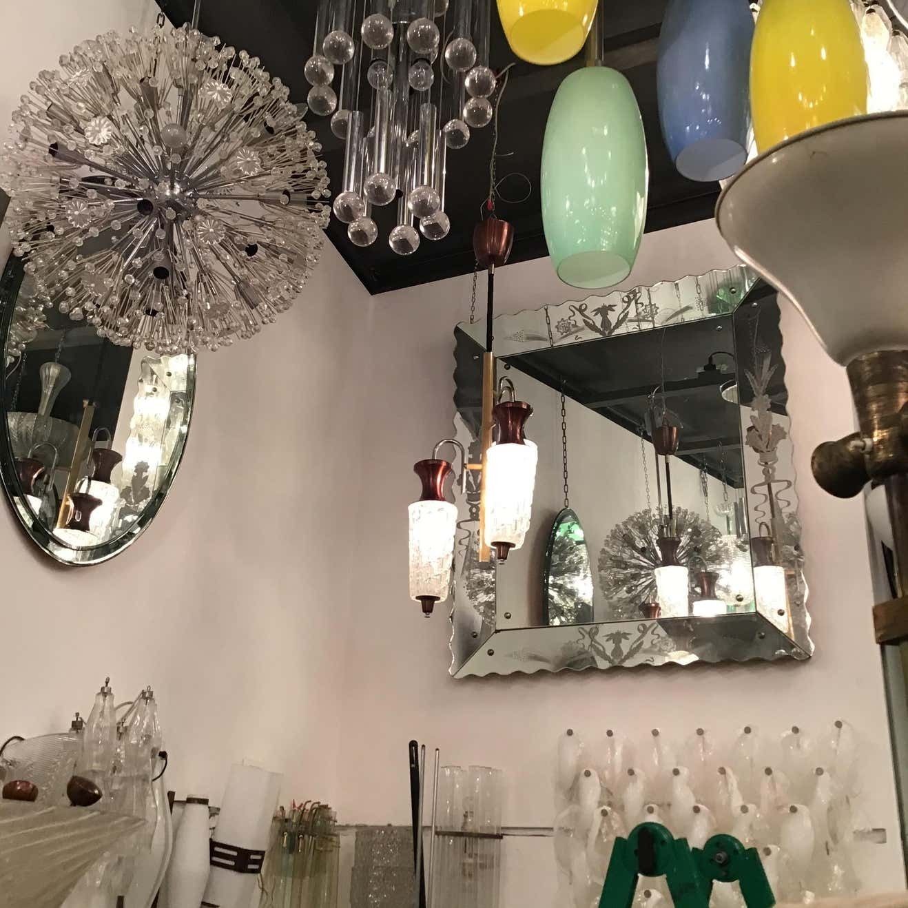photo furniture Sciolari Chandelier Metal Crome Glass Metal 1955 Italy