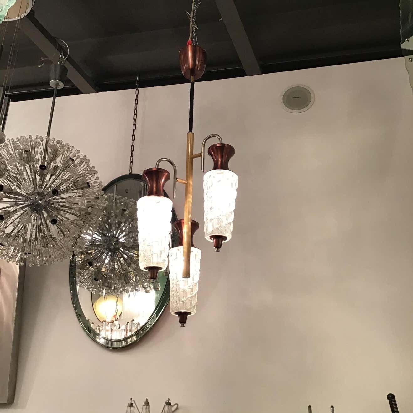 photo vintage Sciolari Chandelier Metal Crome Glass Metal 1955 Italy