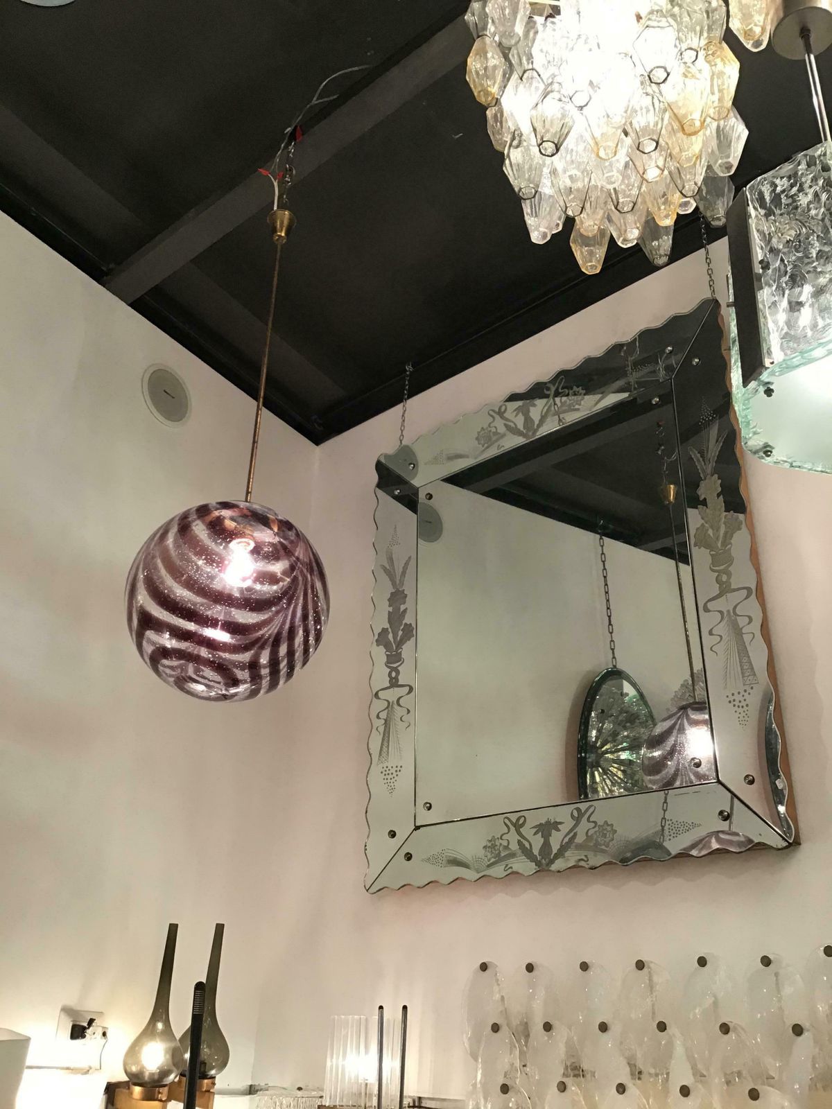 Venini Chandelier Murano Glass Metal Brass1960 Italy photo buy