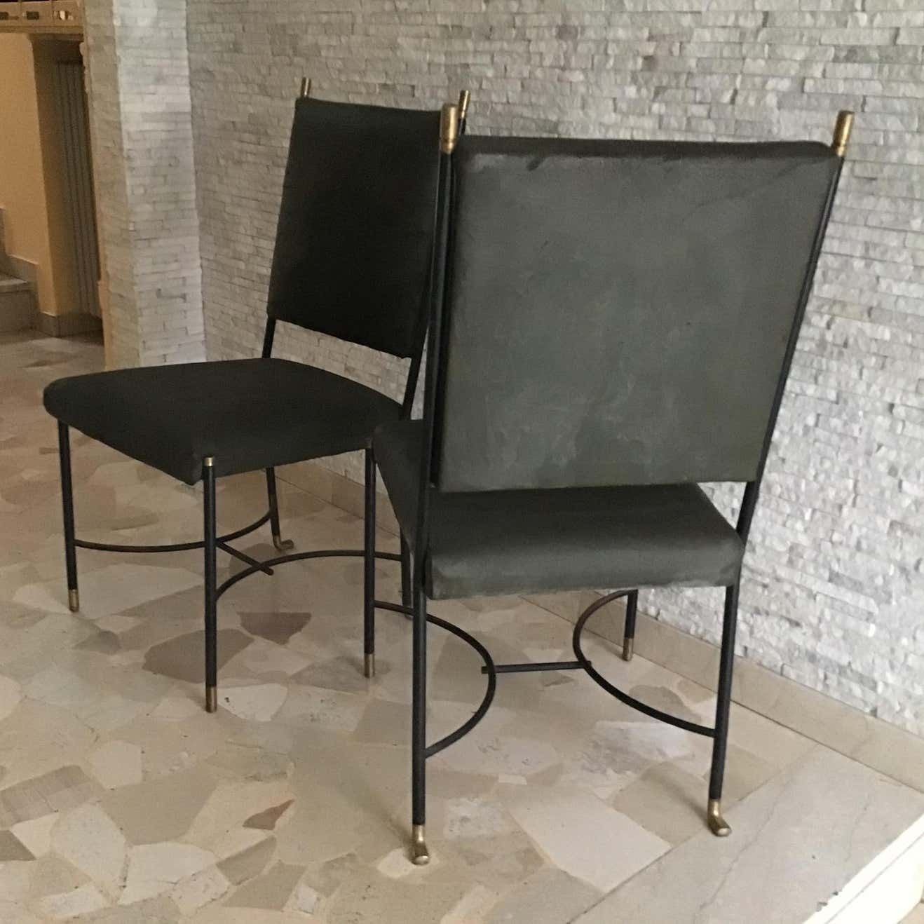 photo furniture Luigi Caccia Dominioni B 3chair/Armchairs Brass Iron Fabric Padding, 1950 Italy