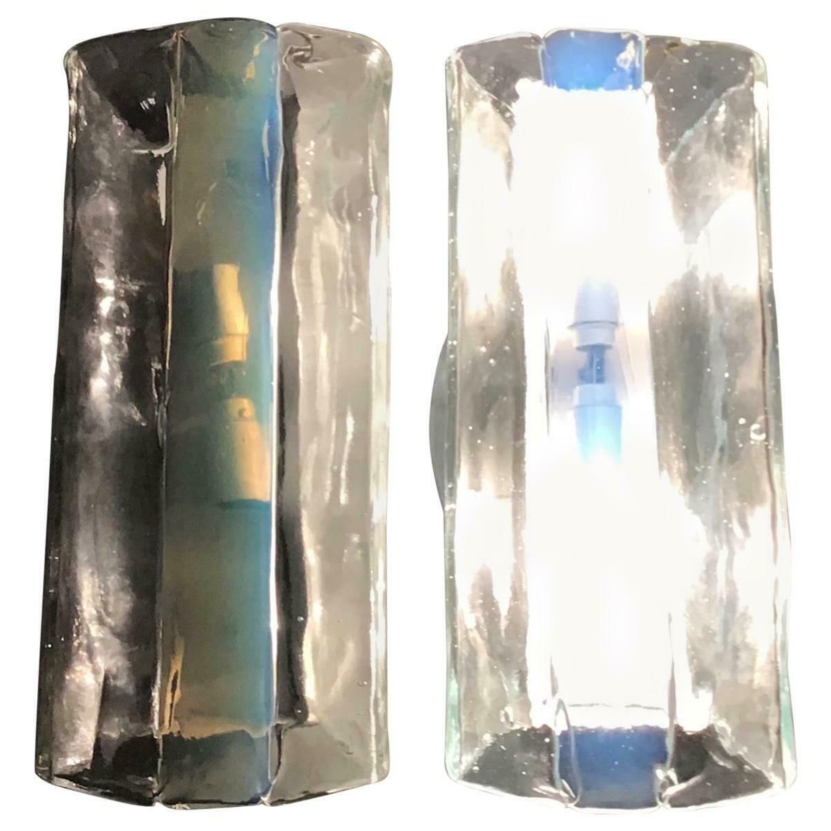 Mazzega Carlo Nason Sconces Murano Glass Metal, 1965, Italy