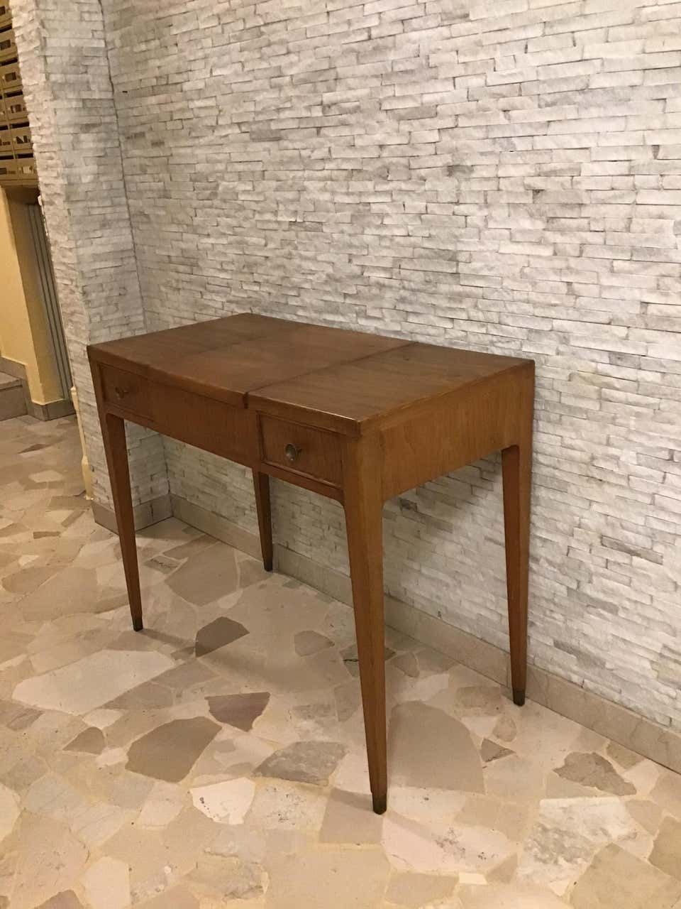 Gio’ Ponti “Style” Toilet /Desk Wood Brass, 1950, Italy photo Furniture