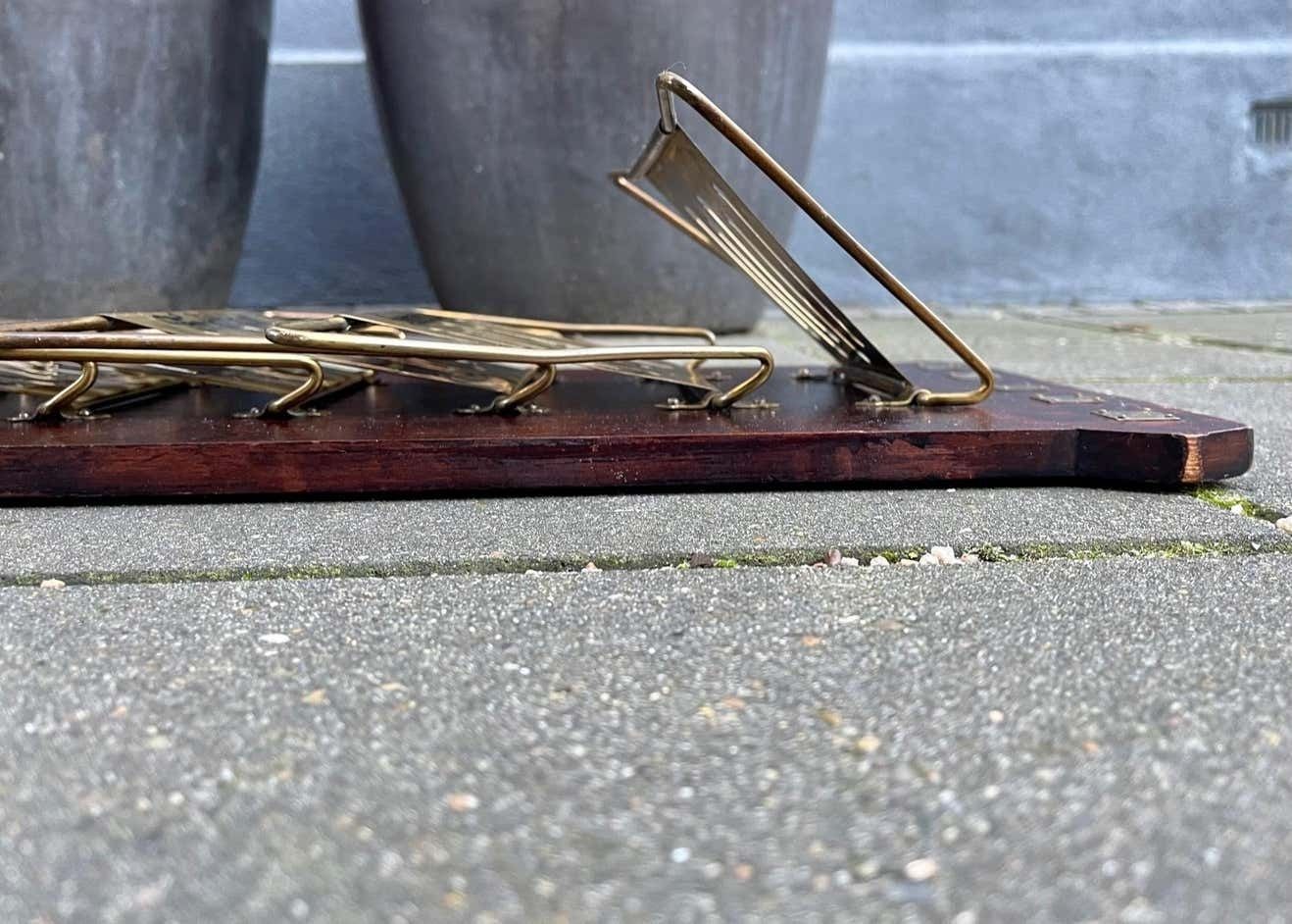 Art Deco Wall Mounted Magazine Rack In Mahogany & Brass, 1920s photo buy