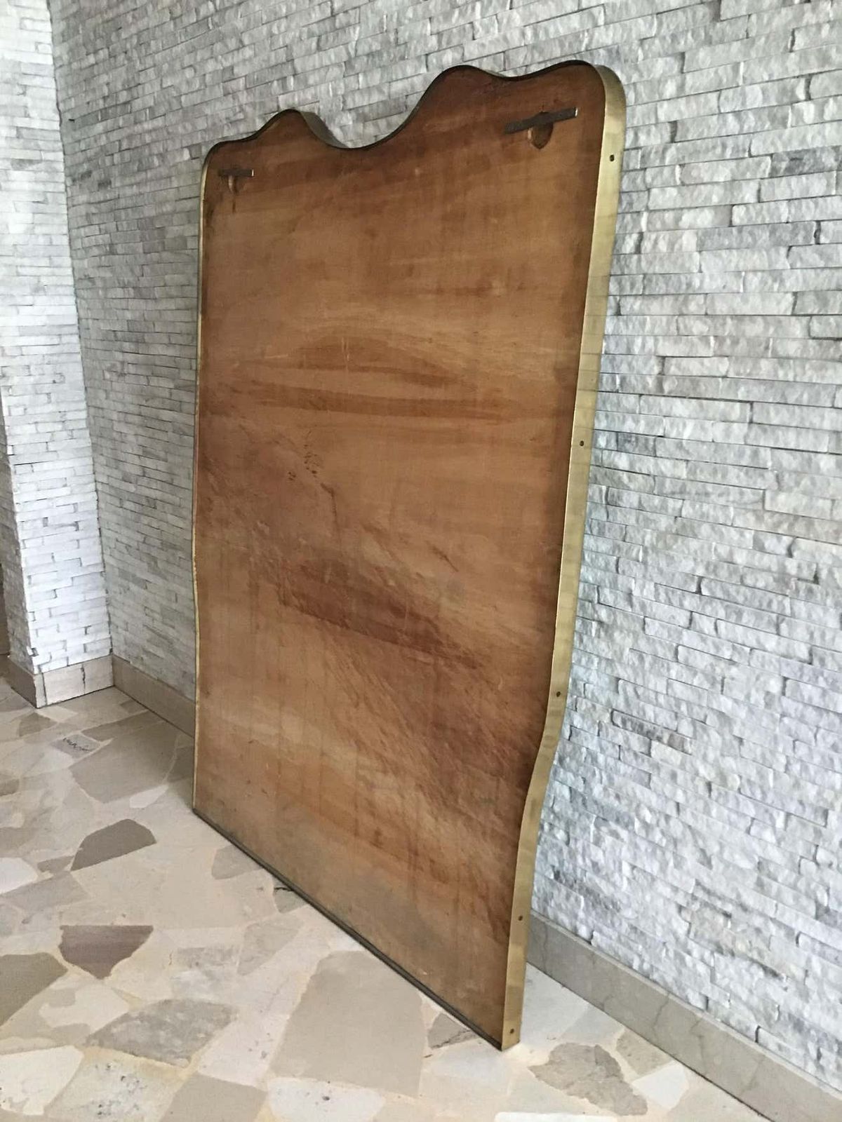 photo furniture Cristal Art Mirror Brass Wood Glass 1950 Italy