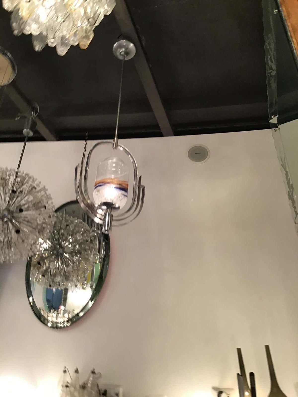 Vistosi Chandelier Murano Glass Metal Crome 1960 Italy photo buy