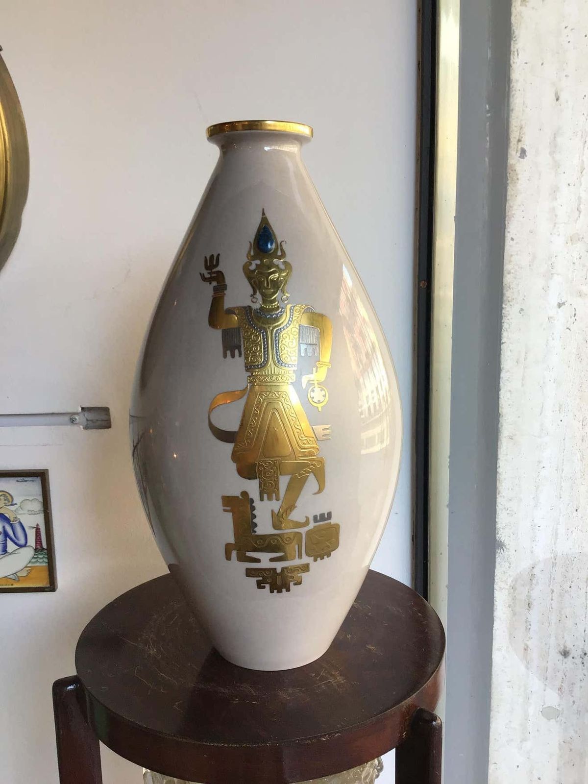Finzi Vase 1950 Porcelain Gold, Italy photo for sale