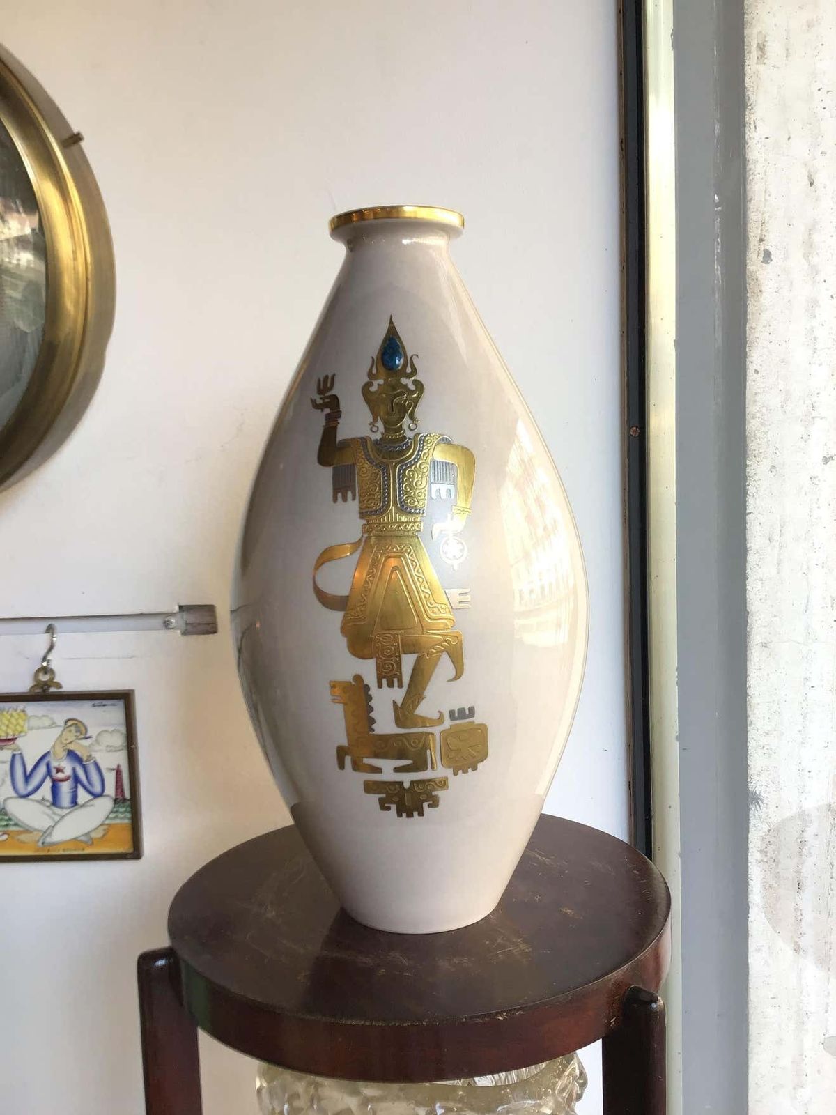 photo furniture Finzi Vase 1950 Porcelain Gold, Italy