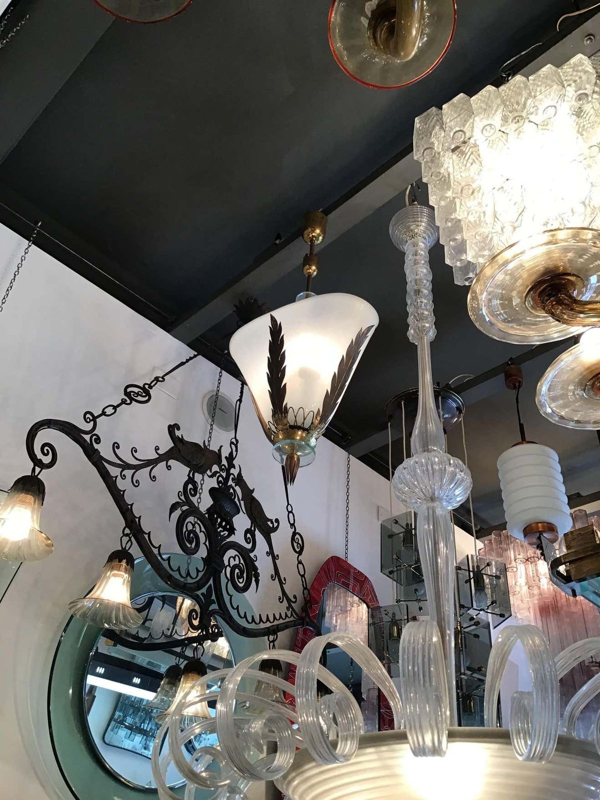Gio’ Ponti Chandelier Brass Murano Pulegoso Glass, 1940, Italy photo furniture