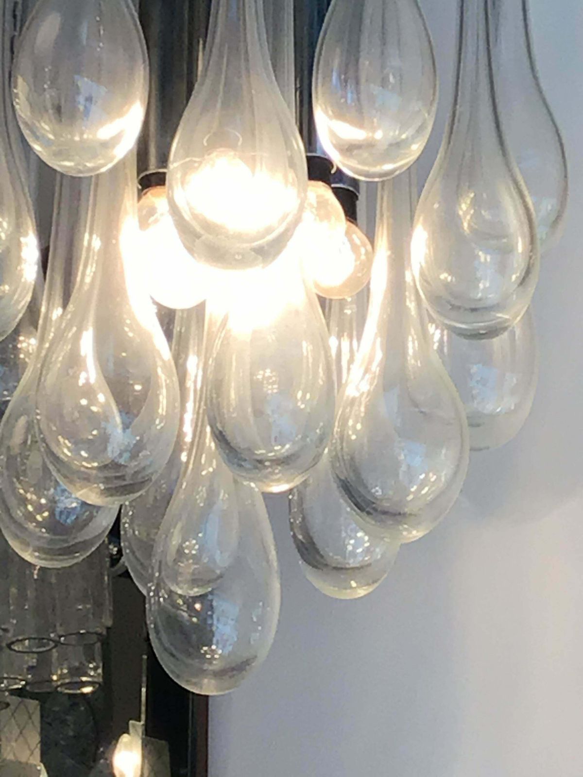 Venini Chandelier Murano Glass Metal Chrome, 1960, Italy photo vinterior