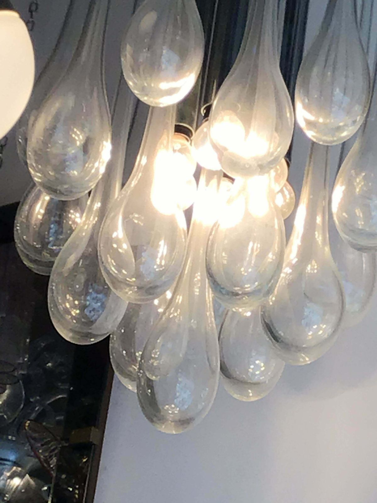 Venini Chandelier Murano Glass Metal Chrome, 1960, Italy photo buy