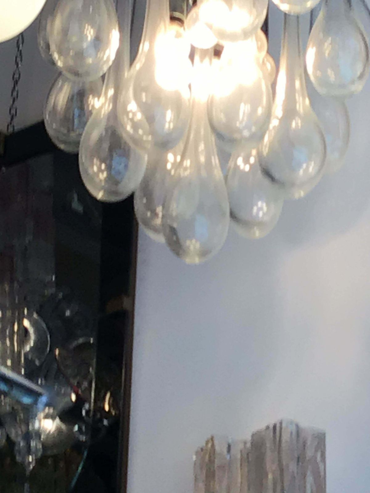 Venini Chandelier Murano Glass Metal Chrome, 1960, Italy photo vintage