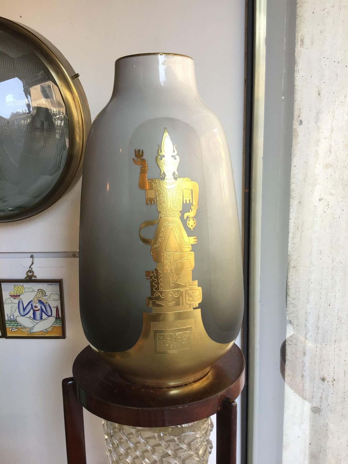 Finzi, Porcellani Vase 1950 Porcellan Gold, Italy photo Home Decor
