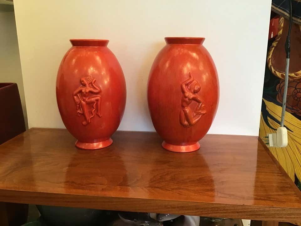 photo vinterior Laveno Angelo Biancini Maiolica Terracotta Vase, Italy, 1930