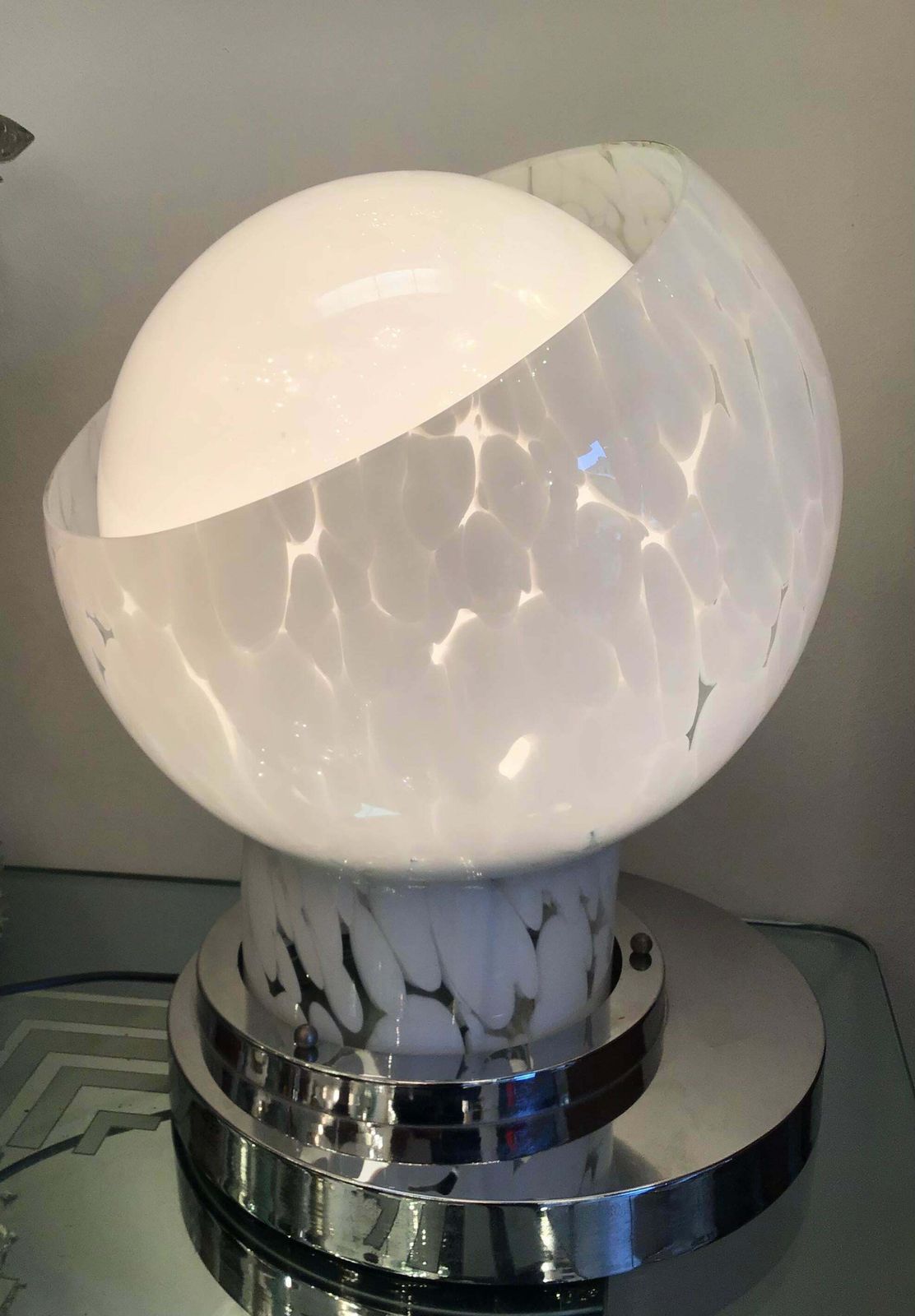 Mazzega Table Lamp Metal Crome Murano Glass 1965 Italy photo vintage