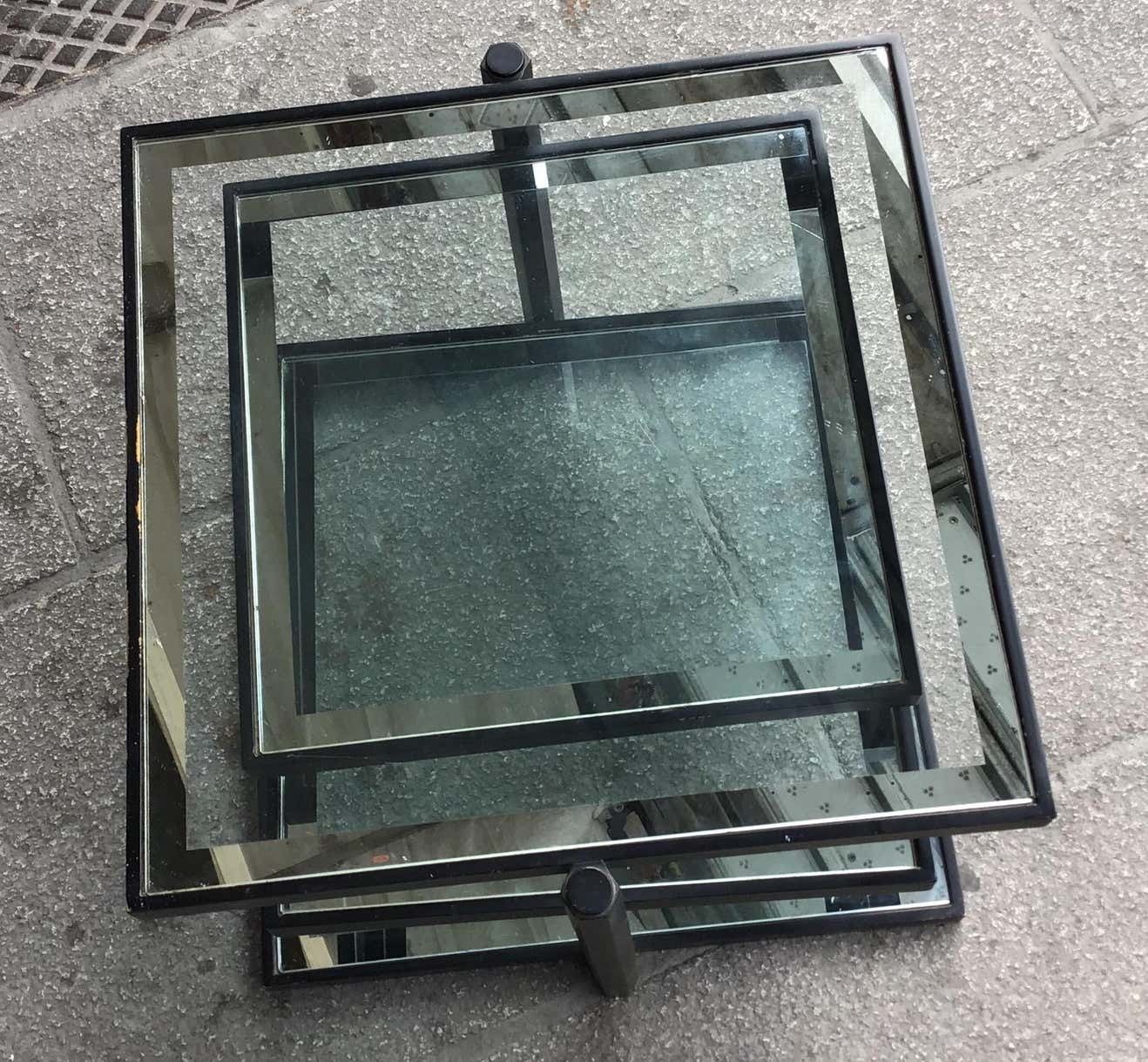 Cristal Art Small Table With Four Adjustable Shelves Iron Glass 1950 Italy photo 3170.0