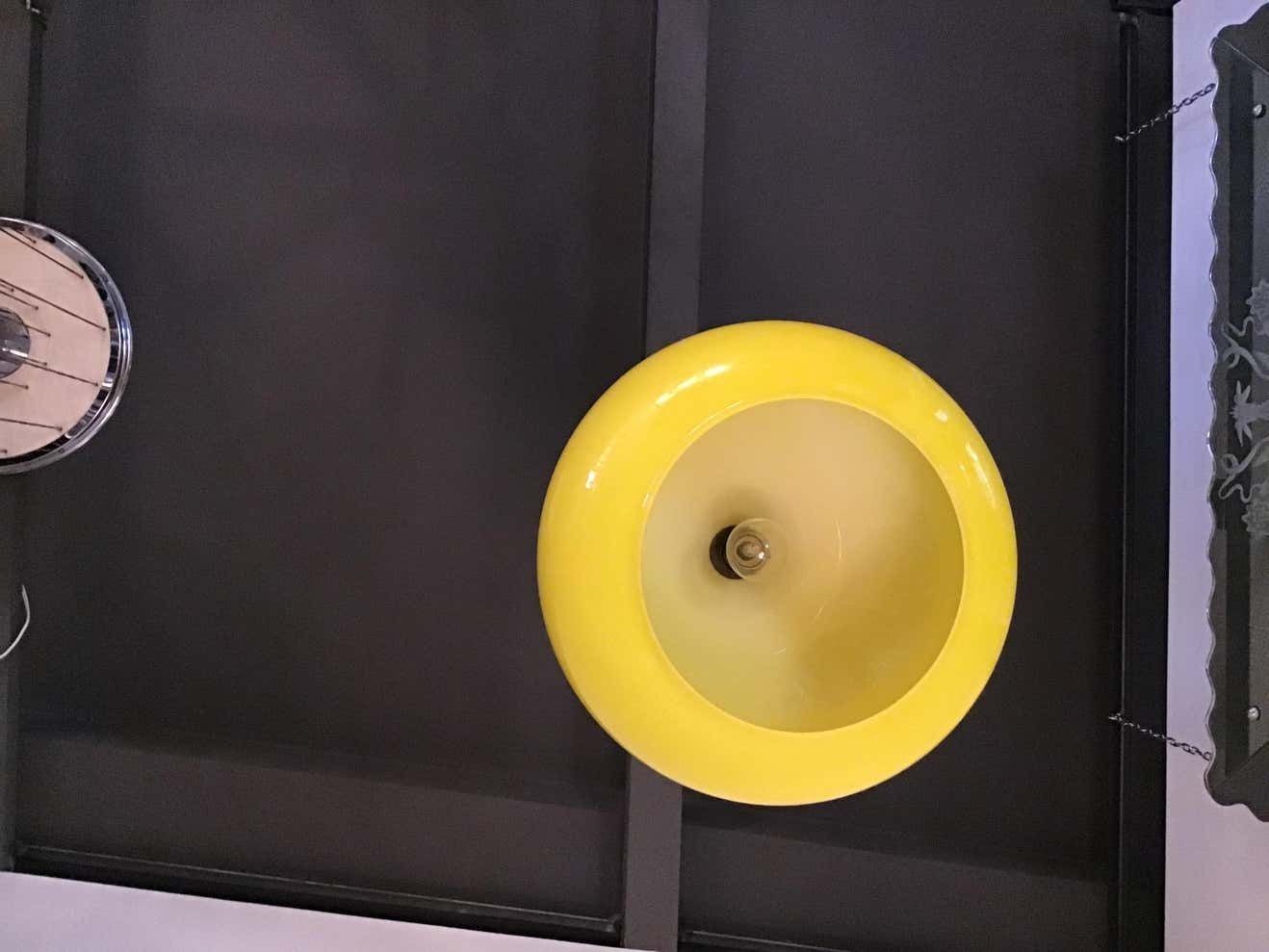 photo vinterior Vistosi Chandelier 1965 Brass Yellow Glass, Italy