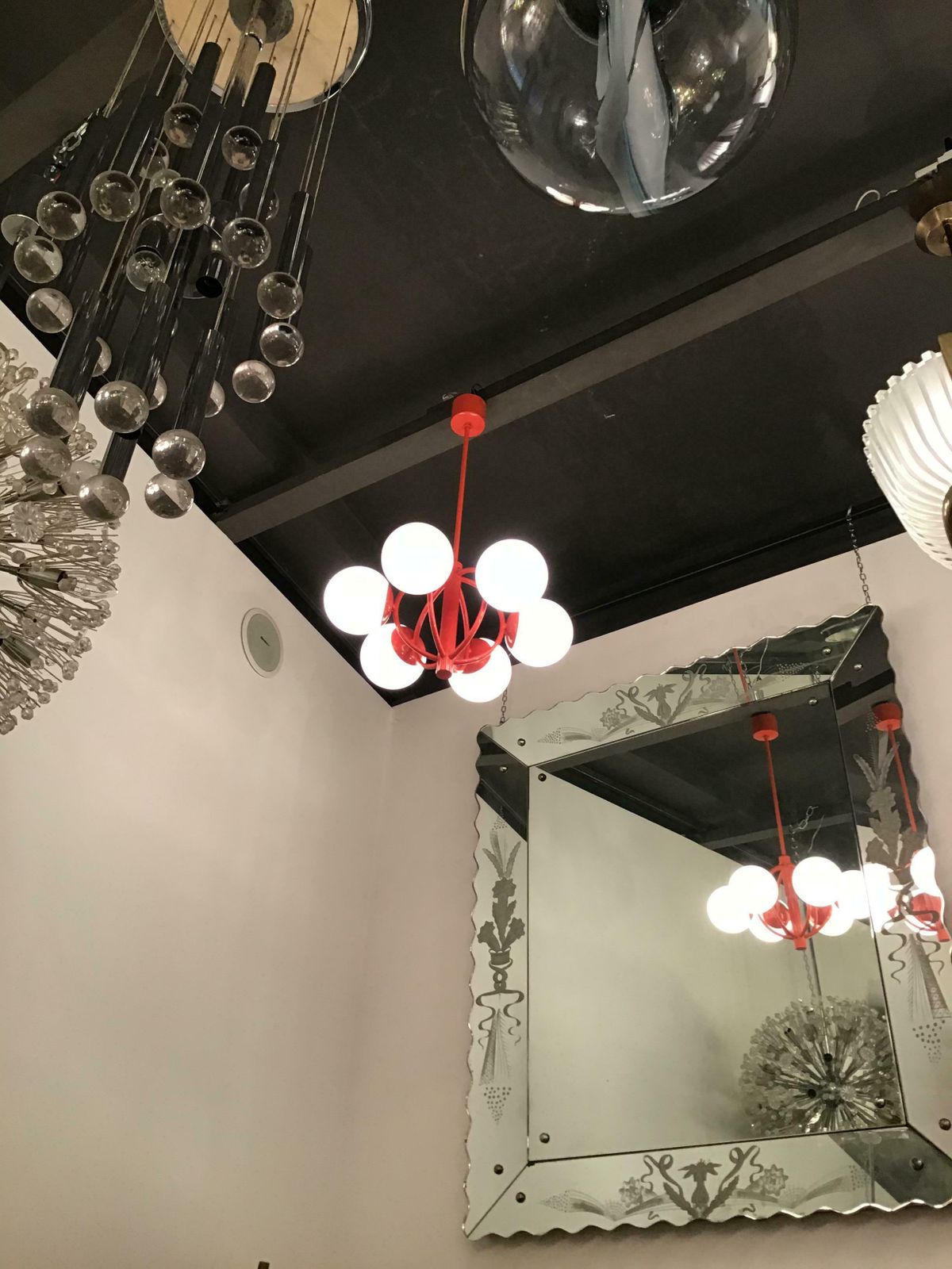 Kaiser Leuchten Chandelier Opaline Glass Metal 1970, Germany photo 1993.0