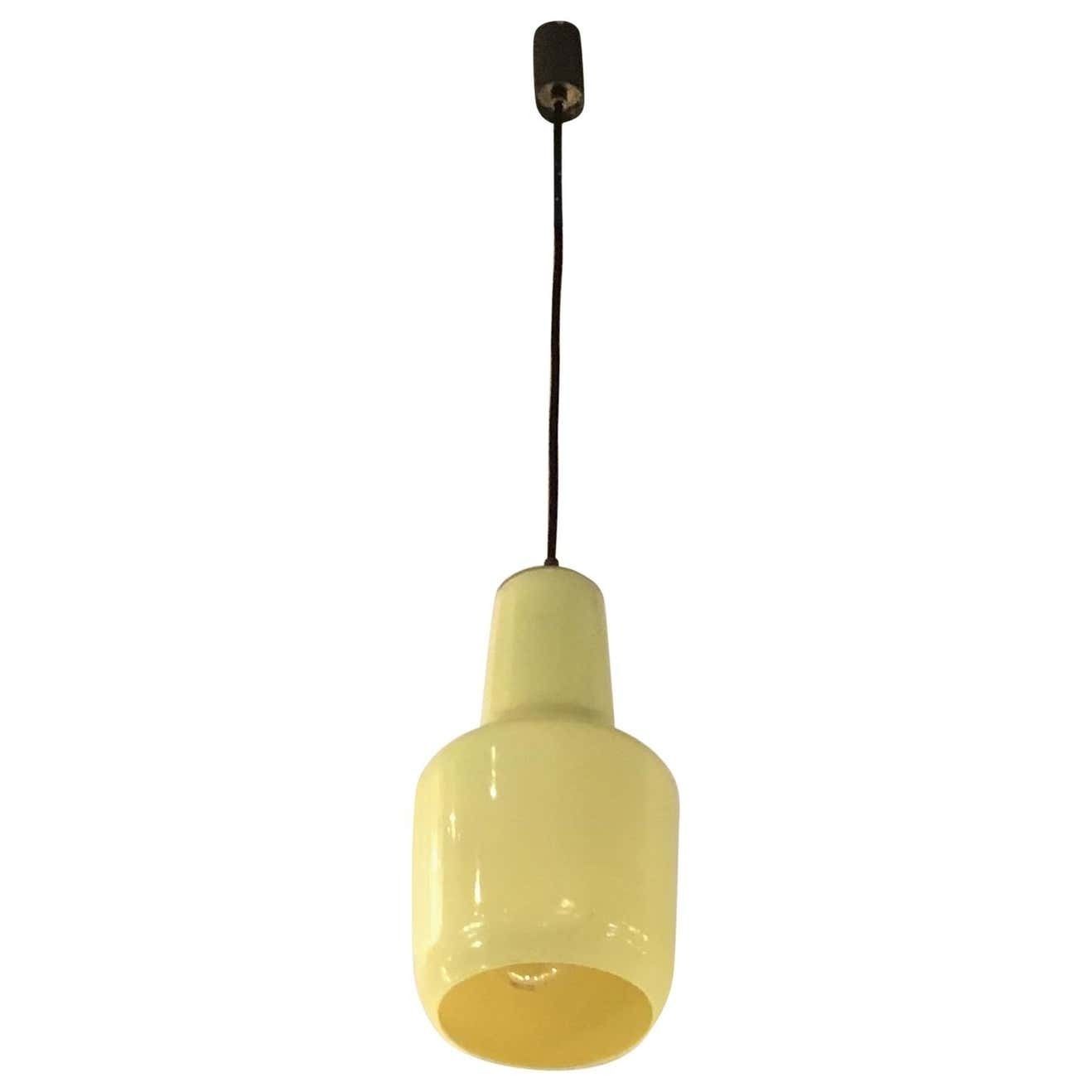 Venini Chandelier Yellow Glass Iron Brass, 1955, Italy