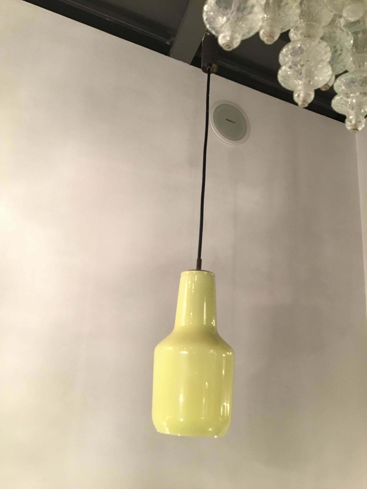Venini Chandelier Yellow Glass Iron Brass, 1955, Italy photo vinterior