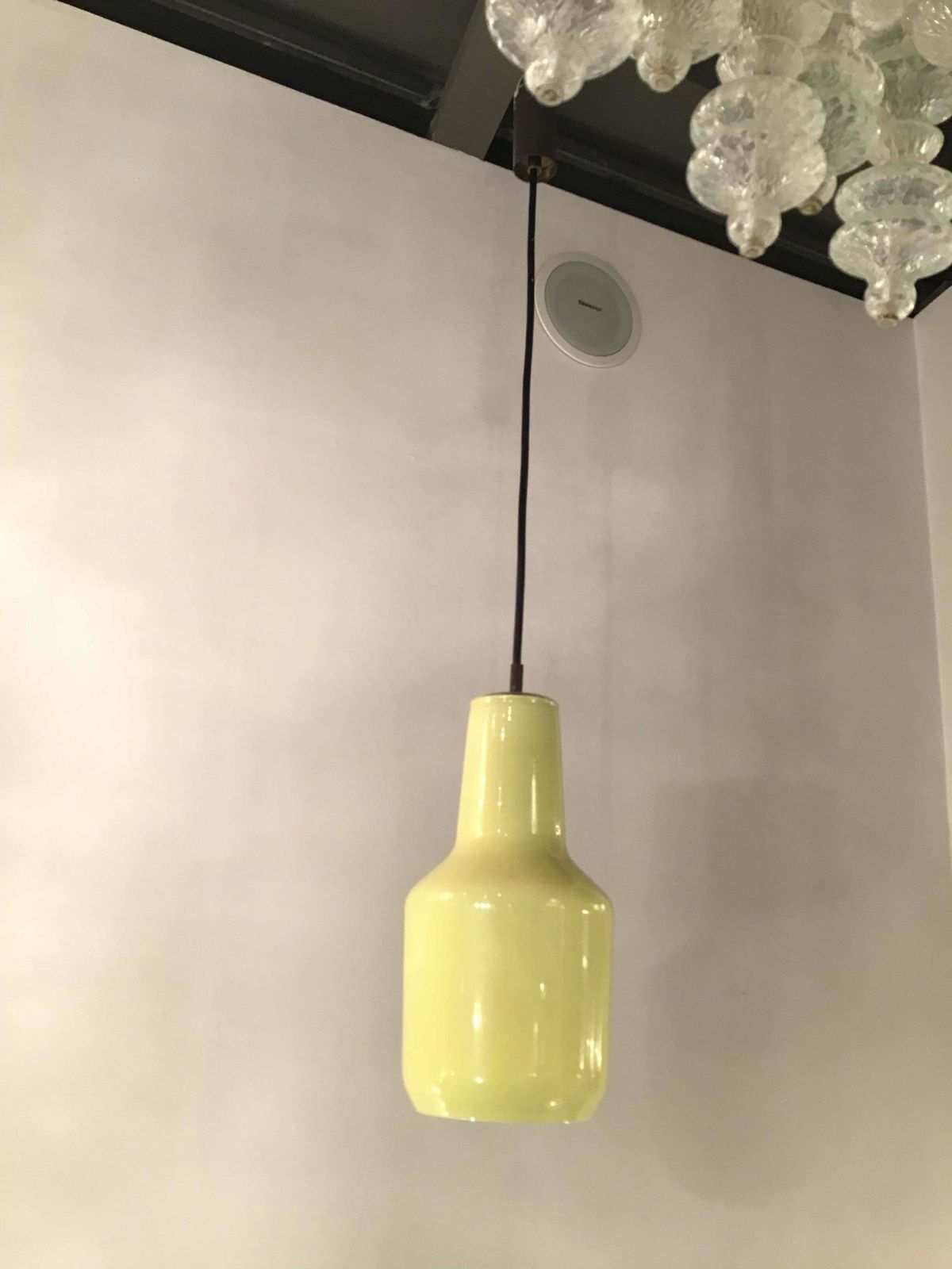 Venini Chandelier Yellow Glass Iron Brass, 1955, Italy photo buy