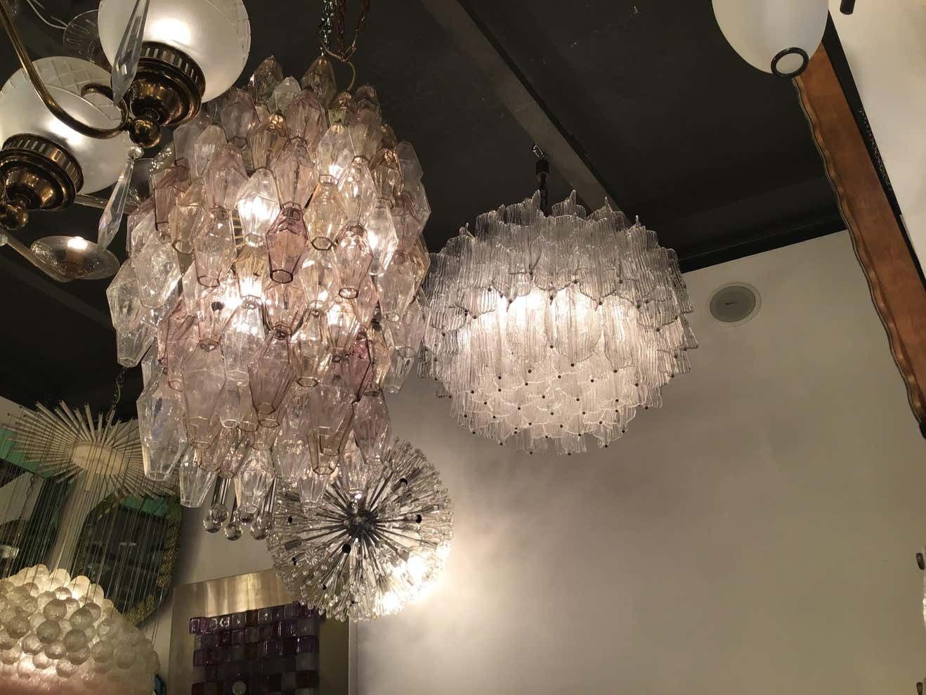 Venini Chandelier “Toni Zuccheri“ Murano Glass Metal Iron, 1950, Italy photo for sale