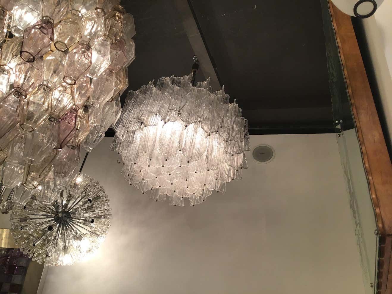Venini Chandelier “Toni Zuccheri“ Murano Glass Metal Iron, 1950, Italy photo vintage