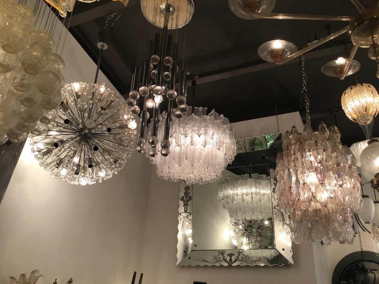 photo for sale Venini Chandelier “Toni Zuccheri“ Murano Glass Metal Iron, 1950, Italy
