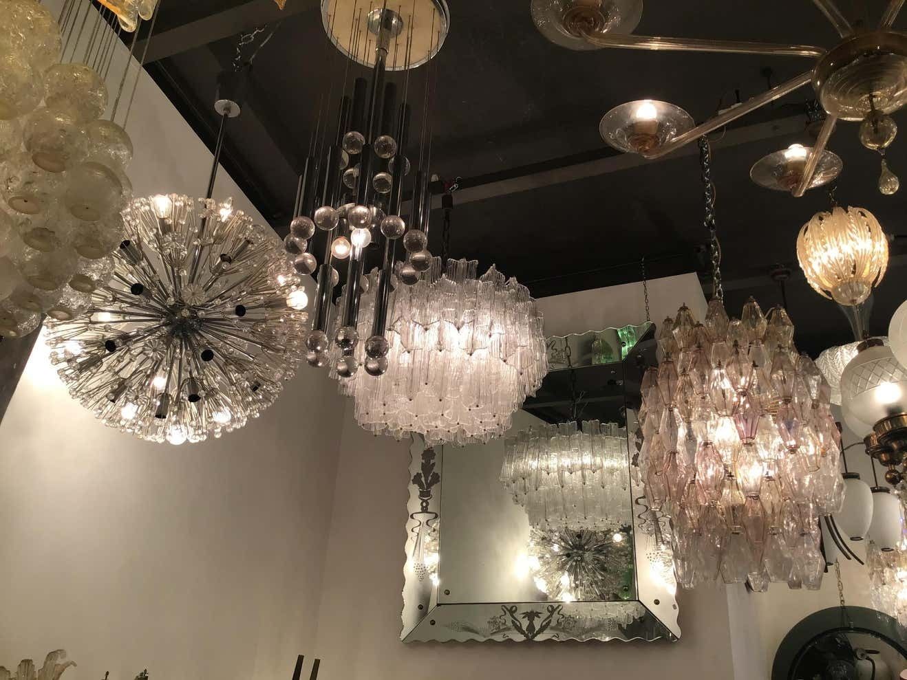 Lighting Venini Chandelier “Toni Zuccheri“ Murano Glass Metal Iron, 1950, Italy photo